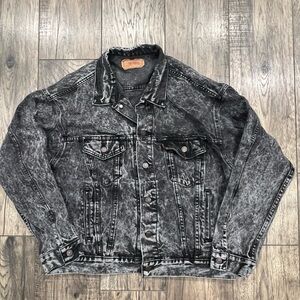 VTG 80s Levis Denim Trucker Jacket XL Black Acid Wash USA 70507 0253 Galactic